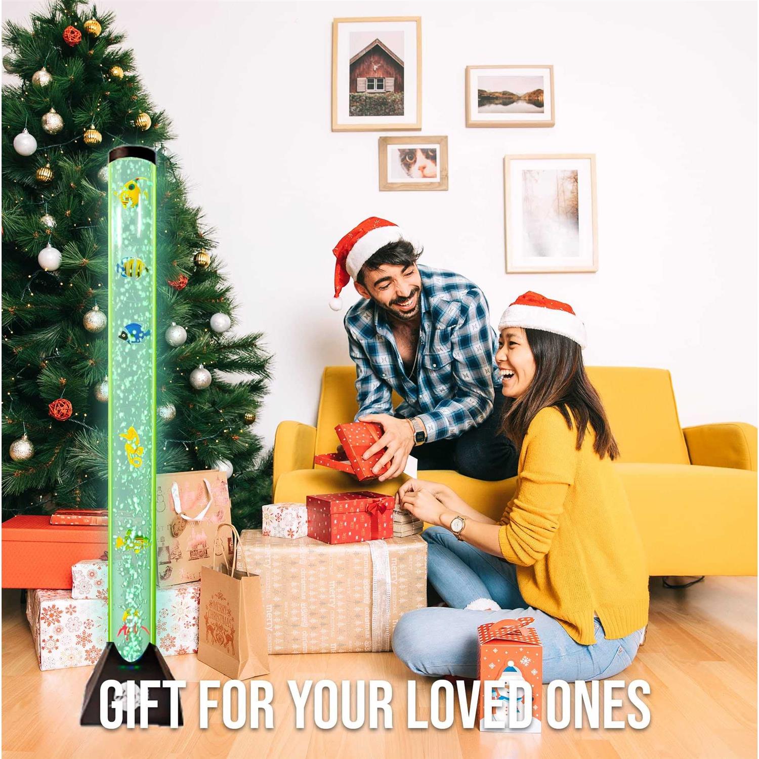 Brewish 4FT Sensory LED Water Bubble Fish Tube Floor Lamp with 20 Color Changing Light Effects– Fake Aquarium Tank Night Light and Gift for Kids - Healthber