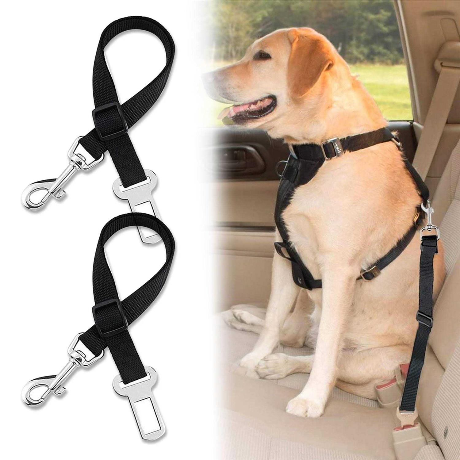 TSV 2pcs Dog Leash Seat Belt Pet Car Safety Lead with Swivel Clip - Healthber
