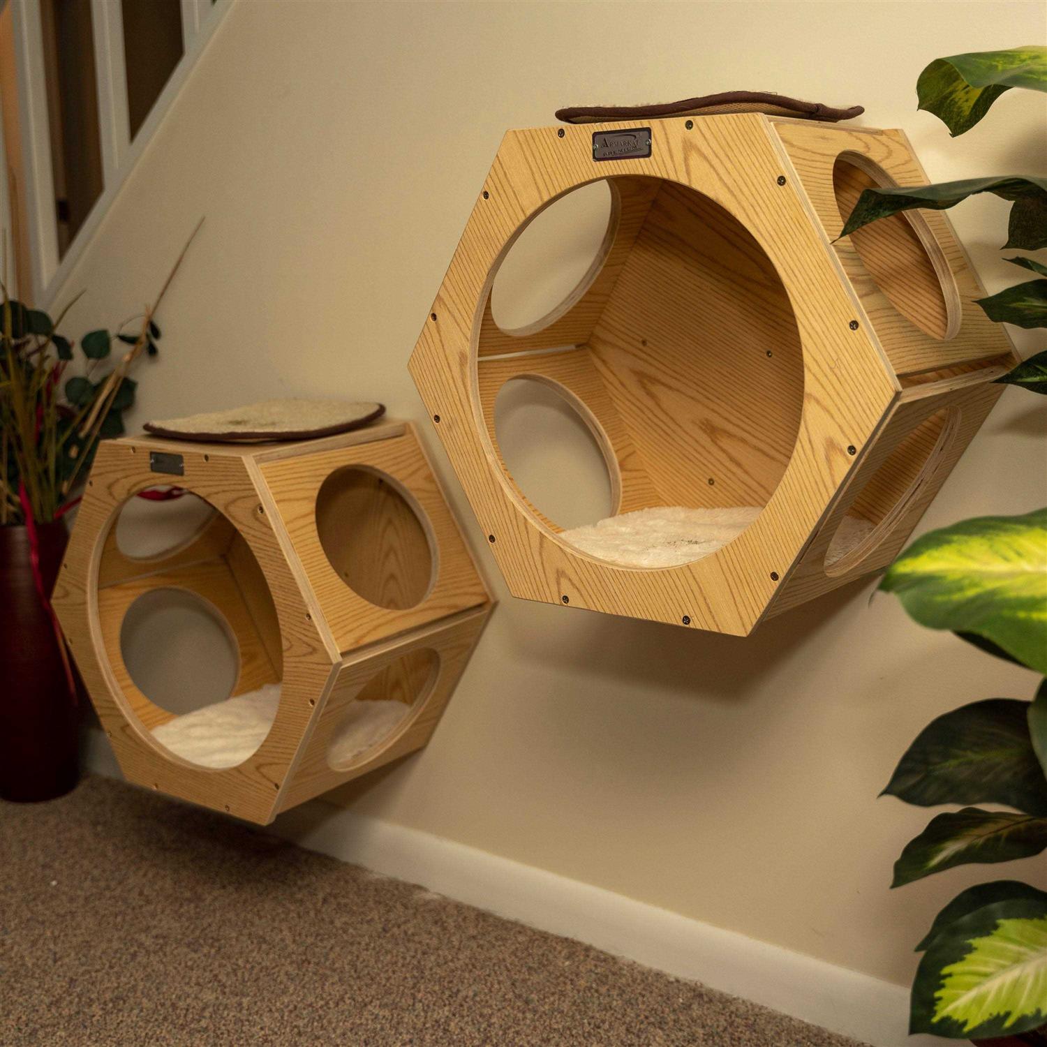 Armarkat Real Wood Wall Series Set of Two Natural Wood Wall Tree Additions - Healthber