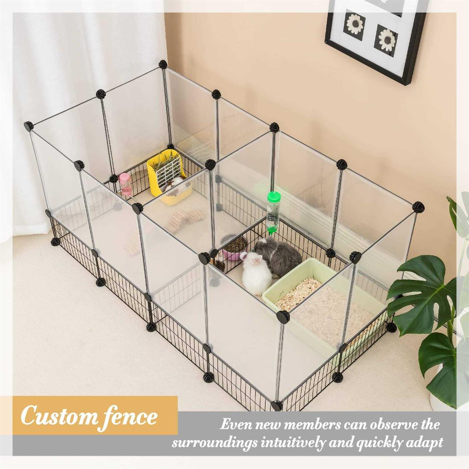 DINMO Rabbit Playpen guinea Pig cages Hamster cages Iron Net Bottom Design for Small Animal - Healthber
