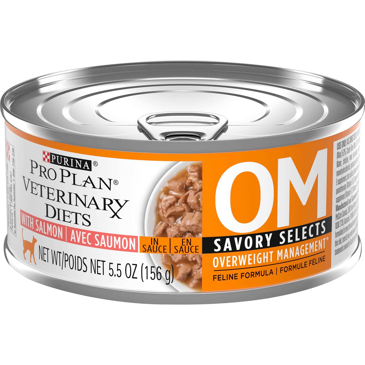 Purina Pro Plan Veterinary Diets OM Overweight Management Savory Selects with Salmon Feline Formula Wet Cat Food - Healthber