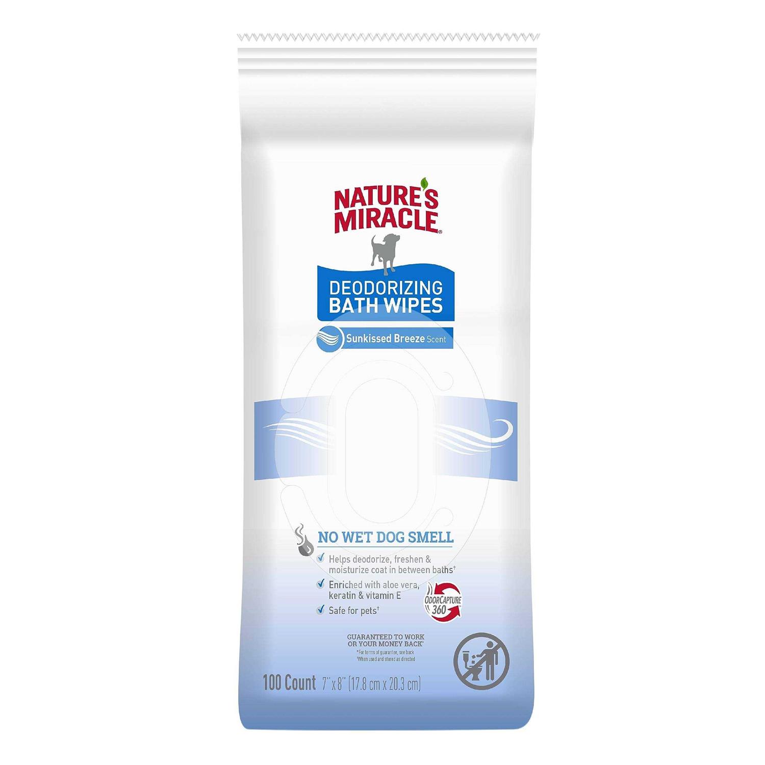 Nature’s Miracle Miracle Deodorizing Bath Wipes for Dogs - Healthber
