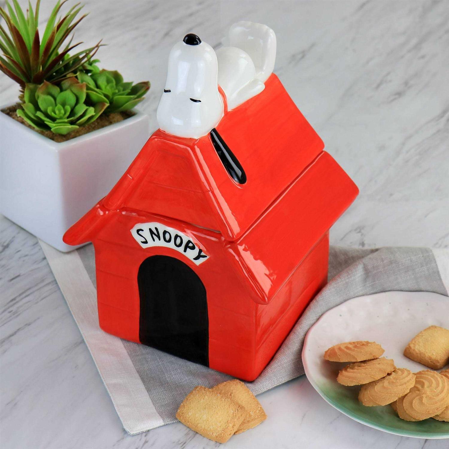 Gibson Peanuts Classic Snoopy 11.2 Dog House Durastone Cookie Jar - Healthber