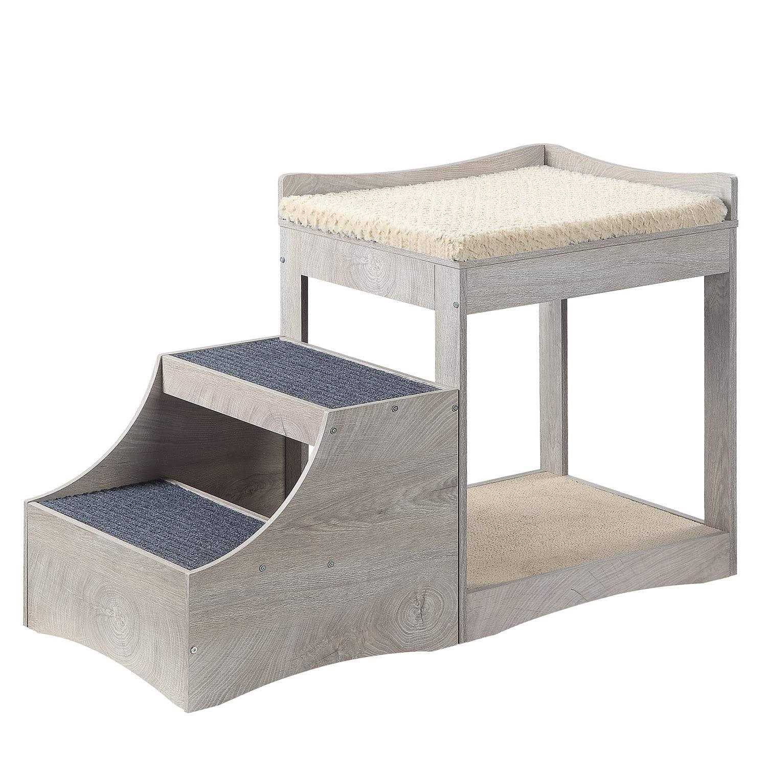 unipaws Pet Bunk Bed with Removable Step for Dogs and Cats, Multi-Level Bed Window Perch Seat Platform with Cushion and Cat Scratch Pad - Healthber