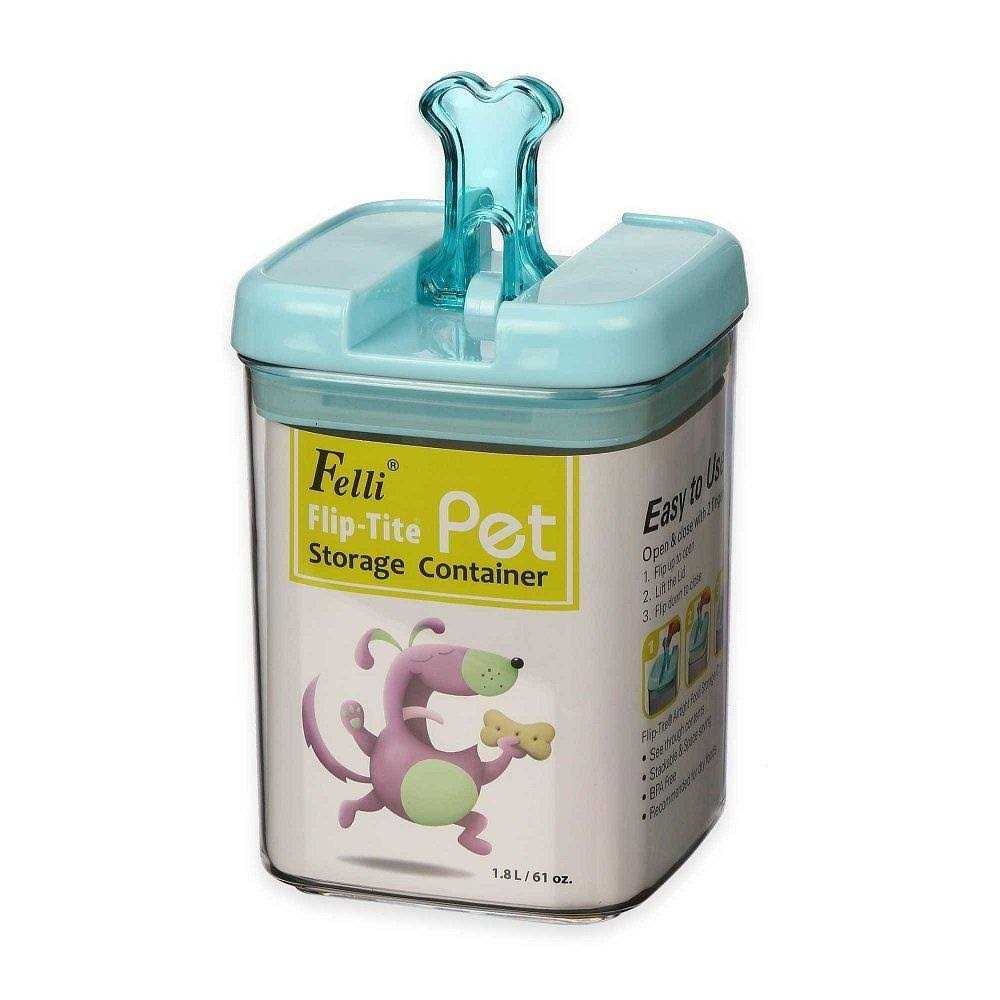 Flip-Tite Bone Square Pet Food Storage canister in Clear - Healthber
