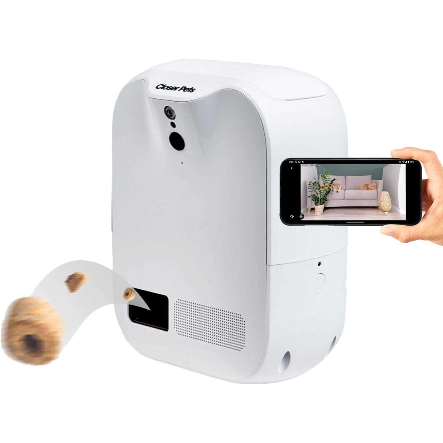 Closer Pets TreatView 1080p Pet Camera and Treat Dispenser with Motion Activation - Healthber