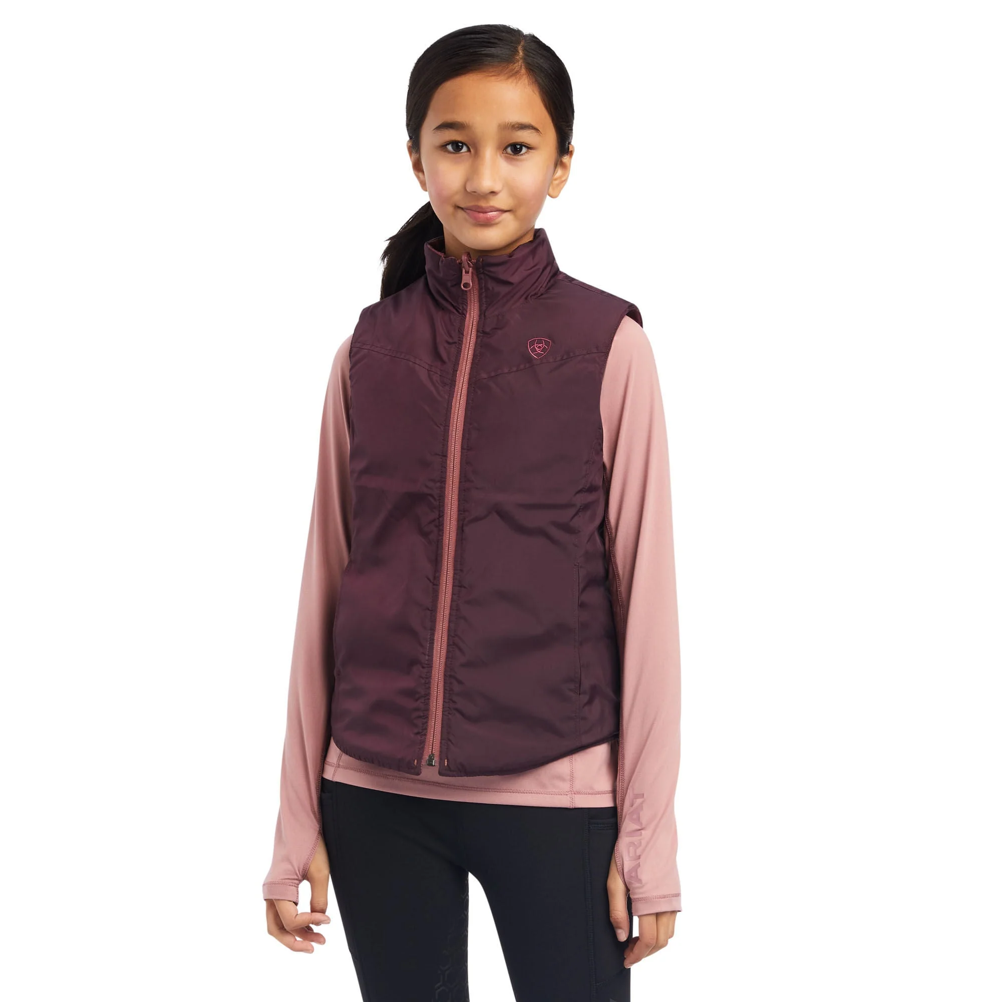 Ariat Girls Bella Reversible Vest, Wild Ponies, Mulberry - Healthber