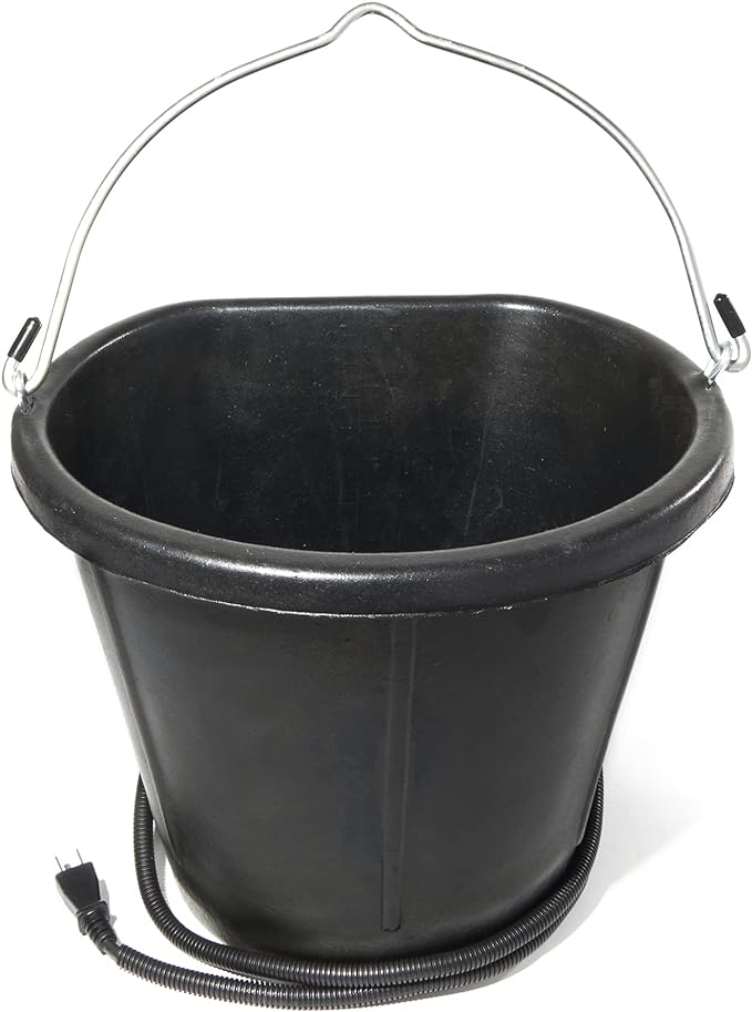 Heated Flat-Back Rubber Bucket for Livestock - Healthber