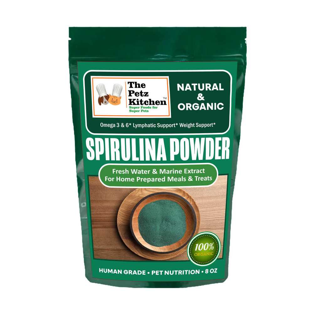 The Petz Kitchen Spirulina Omega 3 & 6 Lymphatic Weight Probiotic Immune Support Petz Organic Spirulina Powder - Healthber