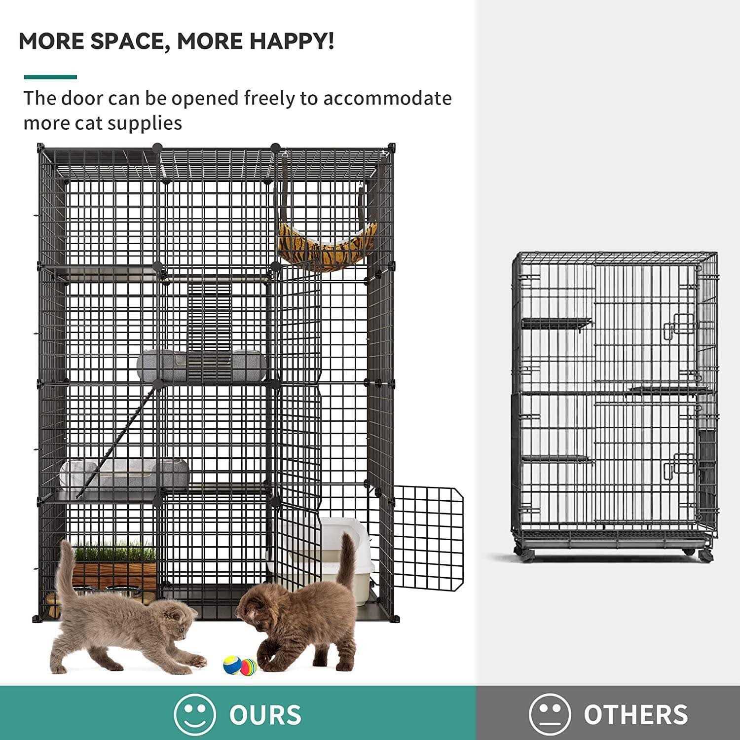 Dextrus 4-Tier Cat Cage Cat Hammock Large Metal Wire Cat Kennel DIY Cat Playpen Perfect - Healthber