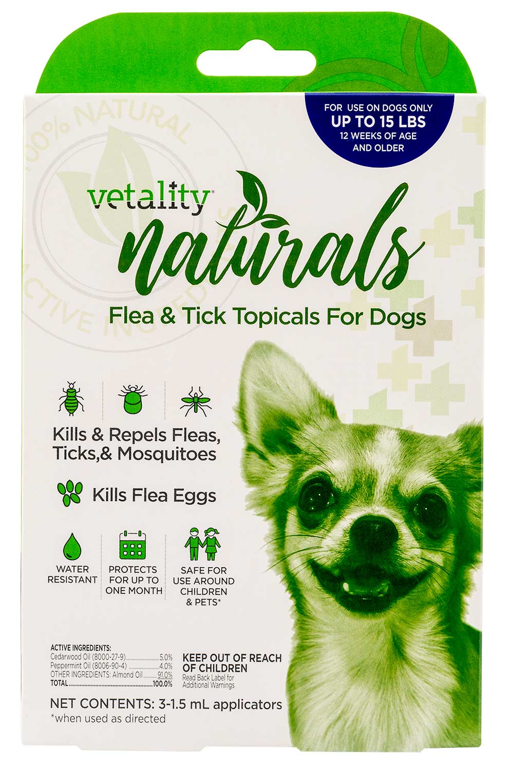 Vetality Naturals Flea & Tick Topicals for Dogs, 3-pk - Healthber
