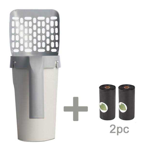 Esamploe Cat Litter Scoop,Cat Litter Scooper with Trash Container,Removable Cat Litter Scoop Holder,Portable Litter Scooper with Holder Provides 215 Garbage - Healthber