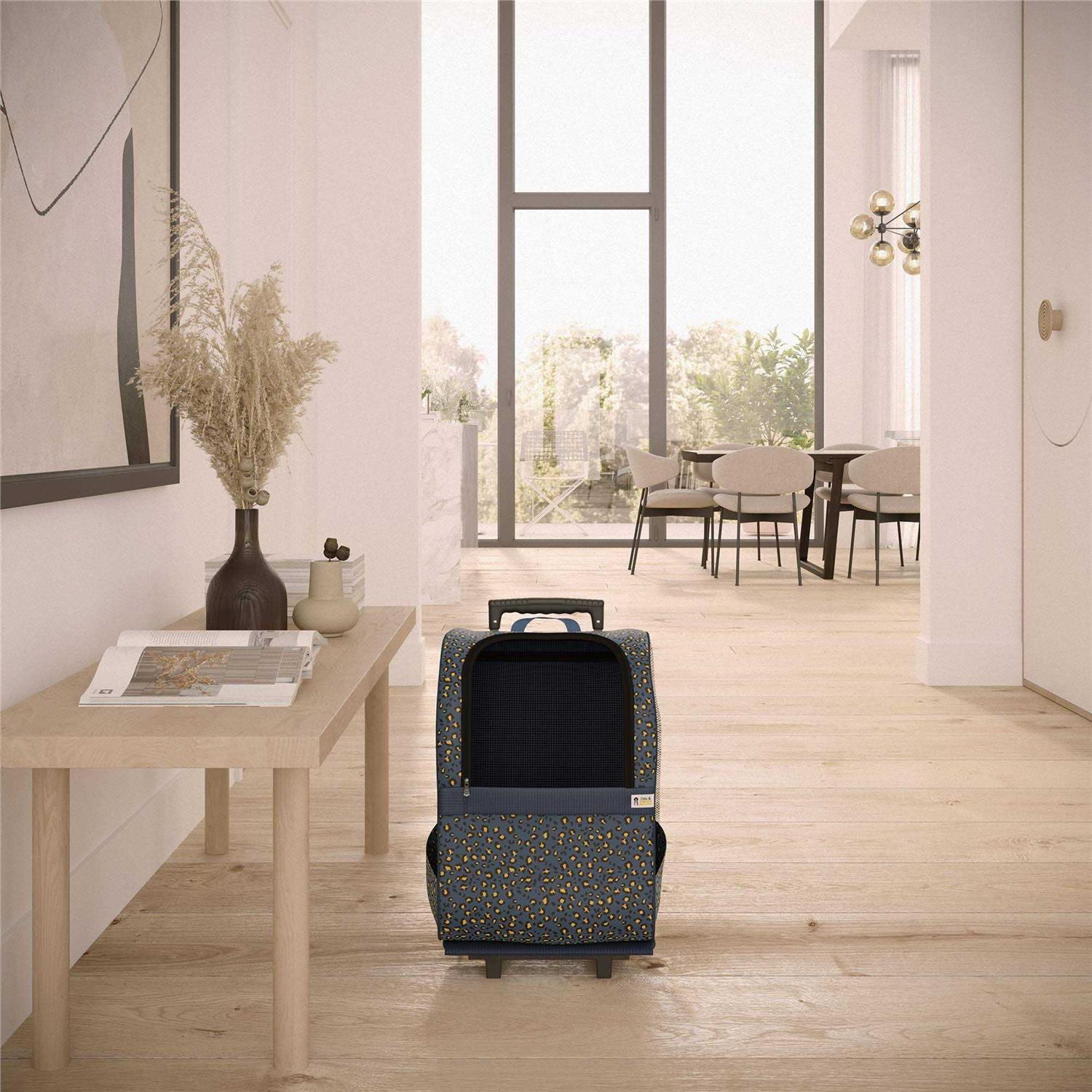 Ollie & Hutch Kaya Pet Carrier Trolley for Travel with Shock Absorbent Wheels, Breathable Mesh Opening for Dogs and Cats - Healthber