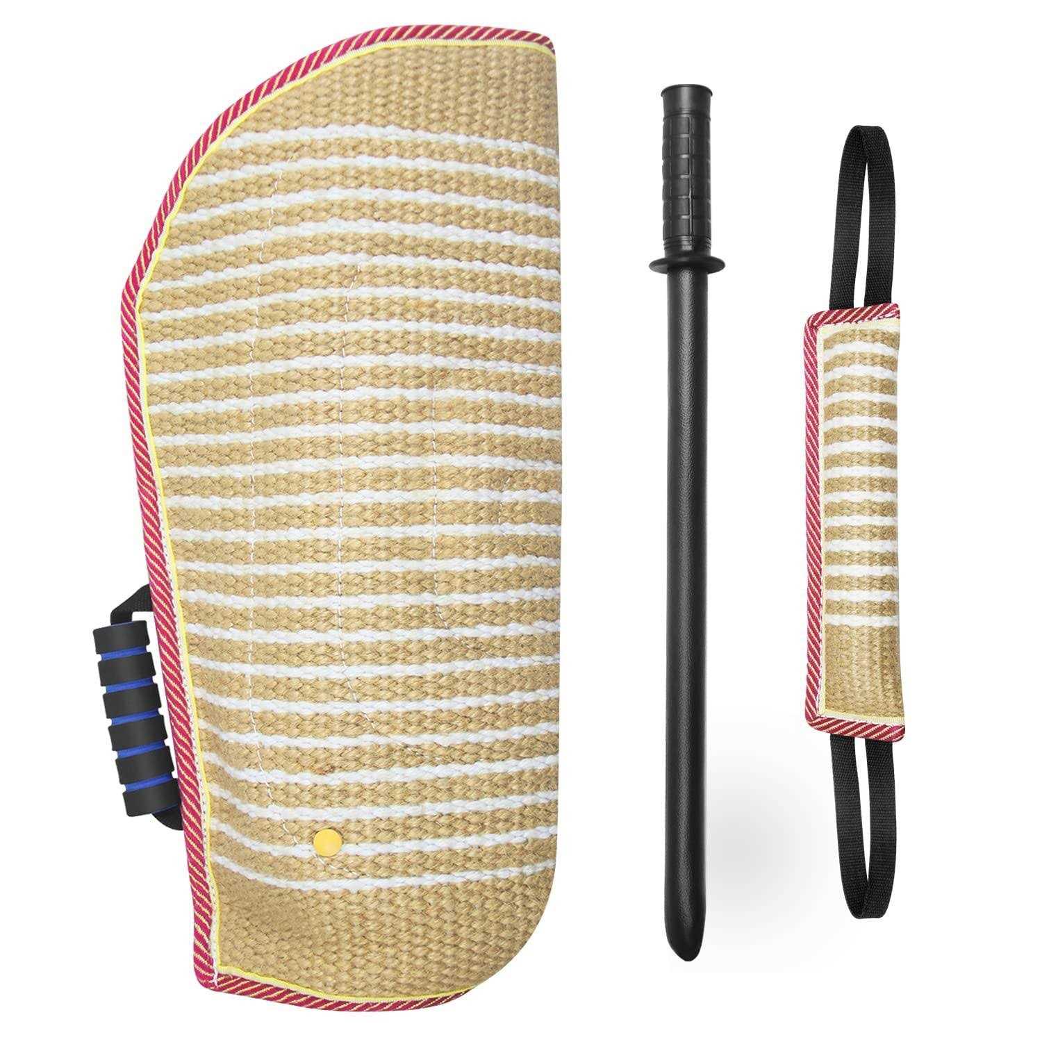 MelkTemn Professional Dog Bite Training Set 3 in 1 Dog Bite Sleeve Arm + Whip Agitation Stick for Dogs Training Protection for Biting + Dog Bite Pillow Tug - Healthber