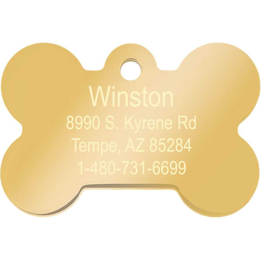 Quick-Tag Small Bone Shape Pet ID Tag with Gold Detail - Healthber