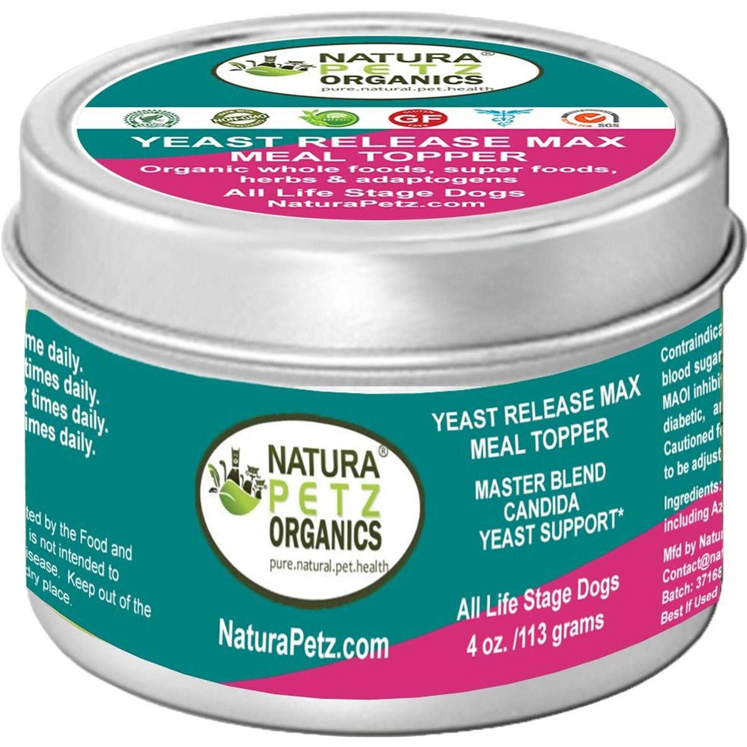 Natura Petz Organics YEAST RELEASE MAX MEAL TOPPER* Master Blend Candida YEAST Defense* For Dogs And Cats* - Healthber