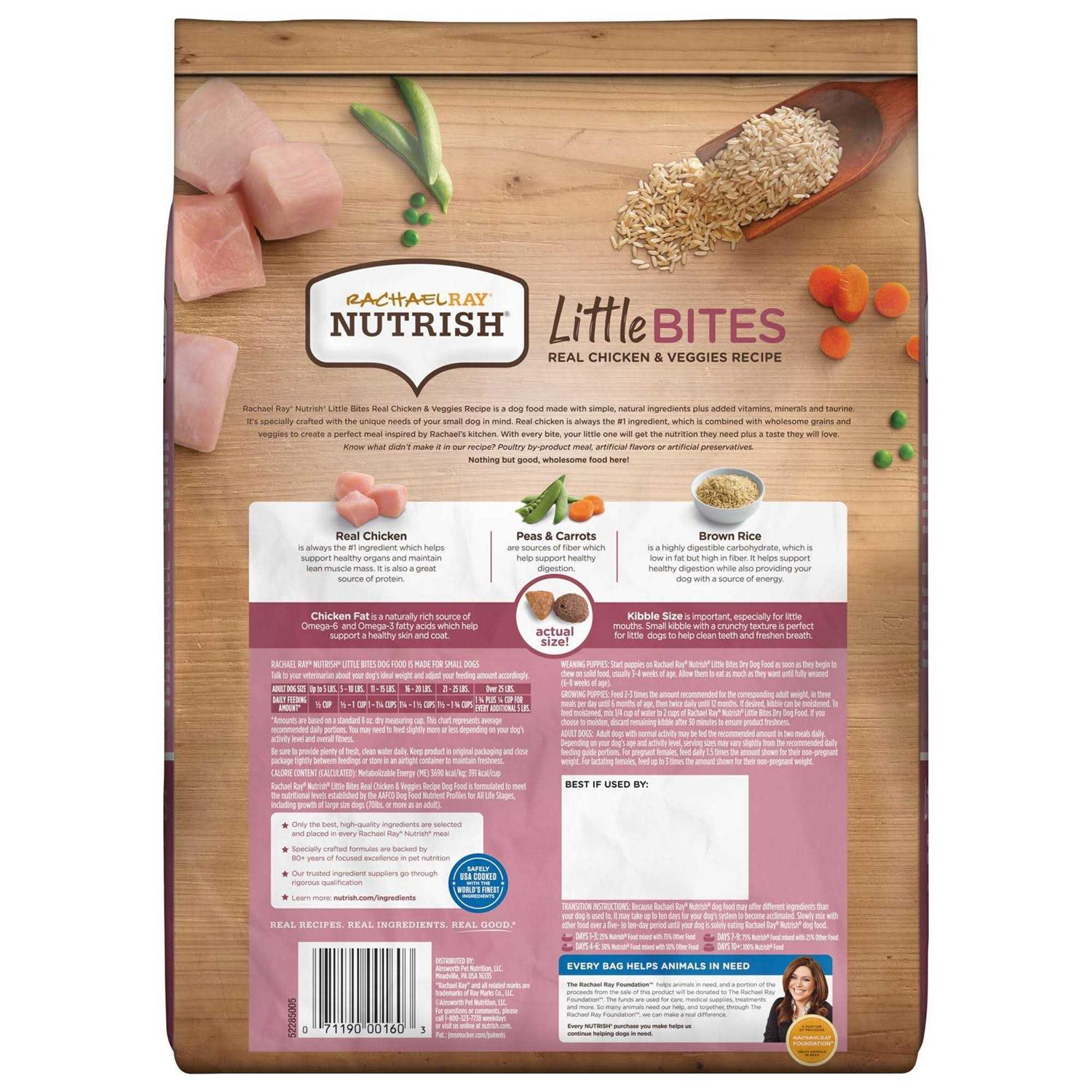 Rachael Ray Nutrish Little Bites Real Chicken & Veggies Recipe Dry Dog Food - Healthber