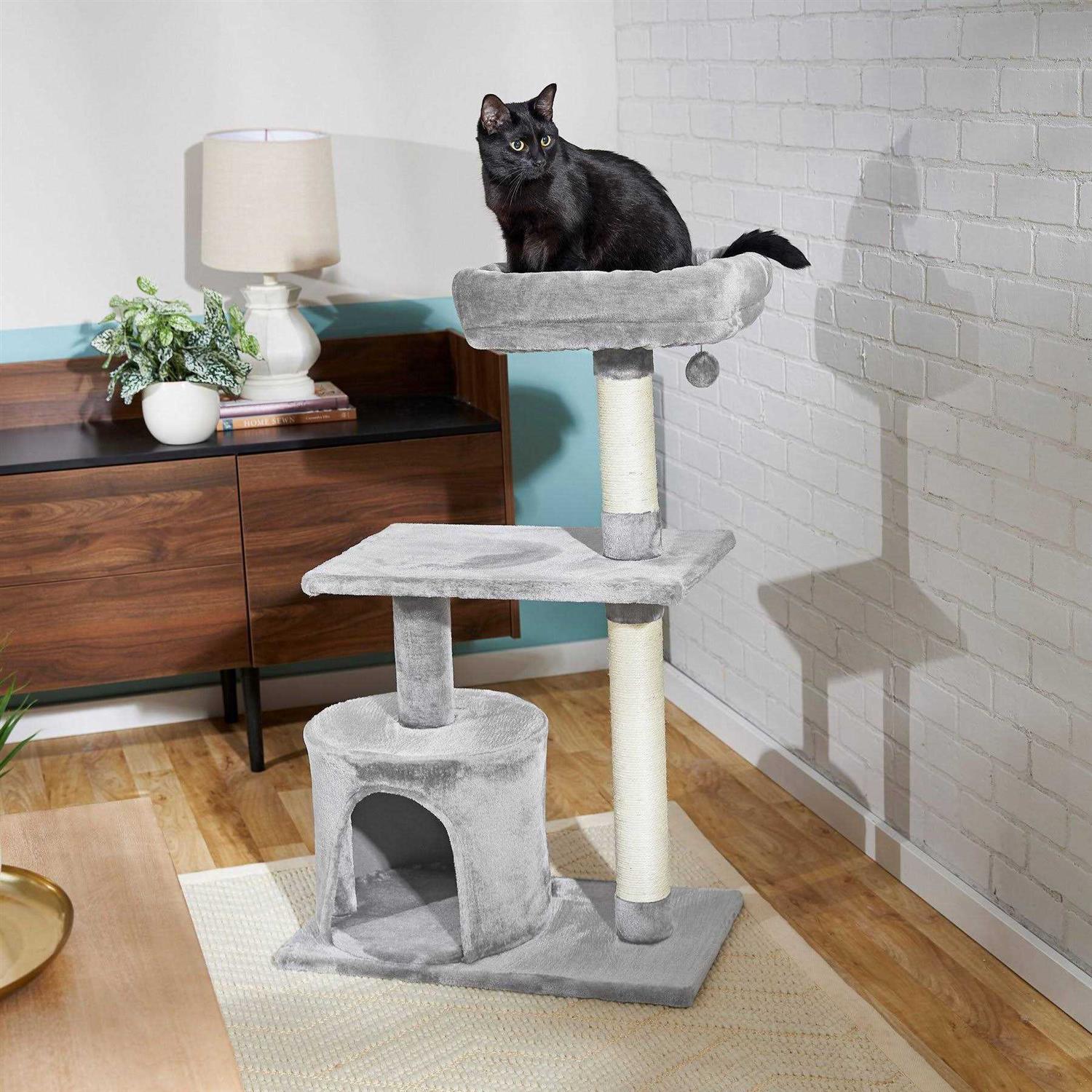 Frisco 38-in Cat Tree with Condo, Top Perch and Toy - Healthber