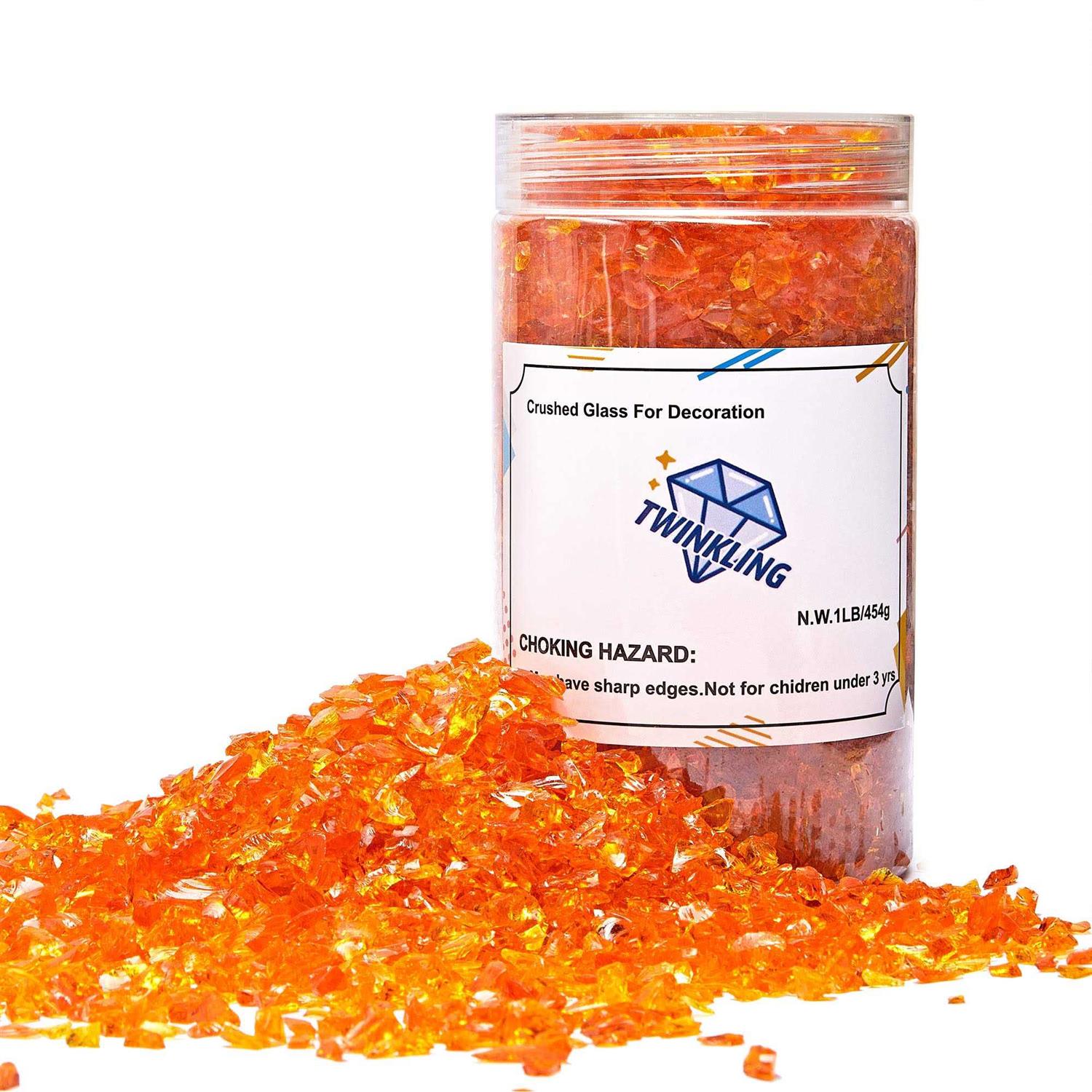 TWINKLING High Luster Fire Glass Gravel Stone Glitter,Broken Glass,Fire Gems Chips,Crushed Glass for Fire Pit Crafts Resin Art Aquarium Garden - Healthber