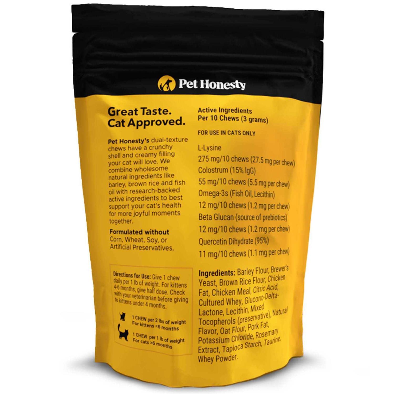 Pet Honesty Cat Immune Support Lysine Dual Texture Chews - Healthber