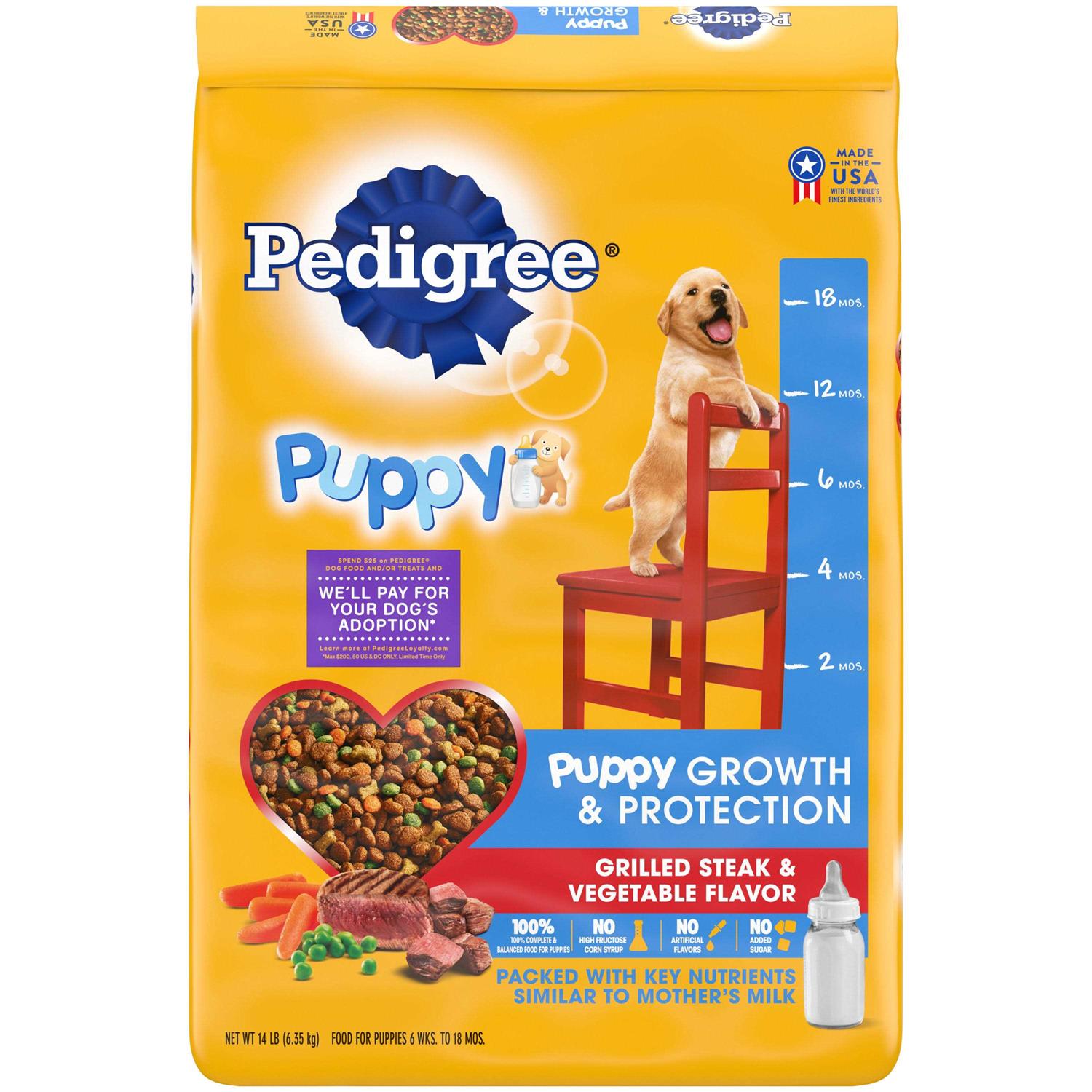 Pedigree Puppy Growth & Protection Grilled Steak & Vegetable Dry Dog Food - Healthber