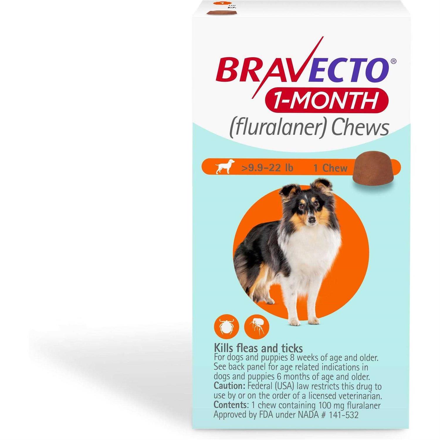 Bravecto 1-Month Chews for Dogs 9.9-22 lbs - Healthber