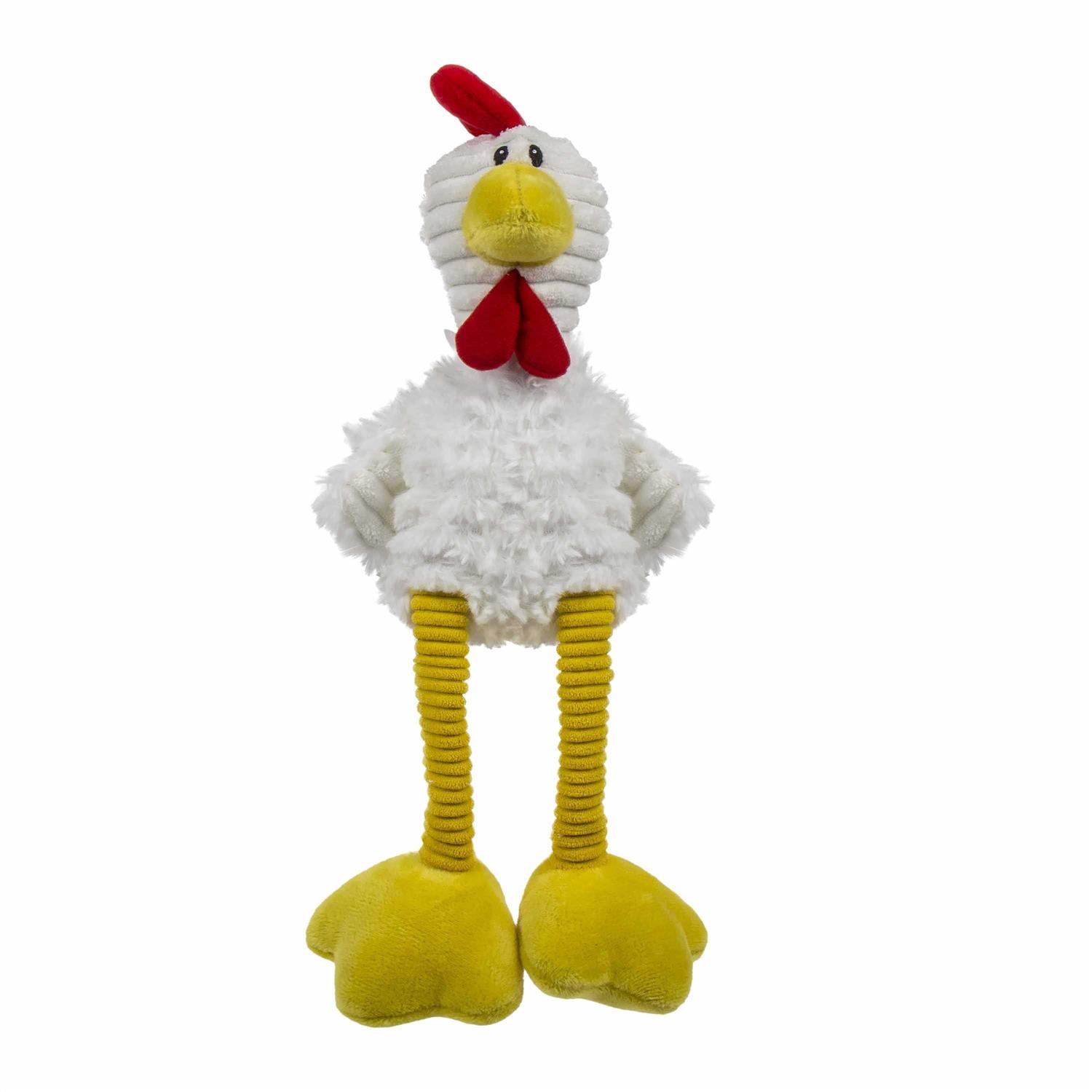 TrustyPup Tall Toes Plush Squeaky Chicken Dog Toy with Chew Guard Technology - Healthber