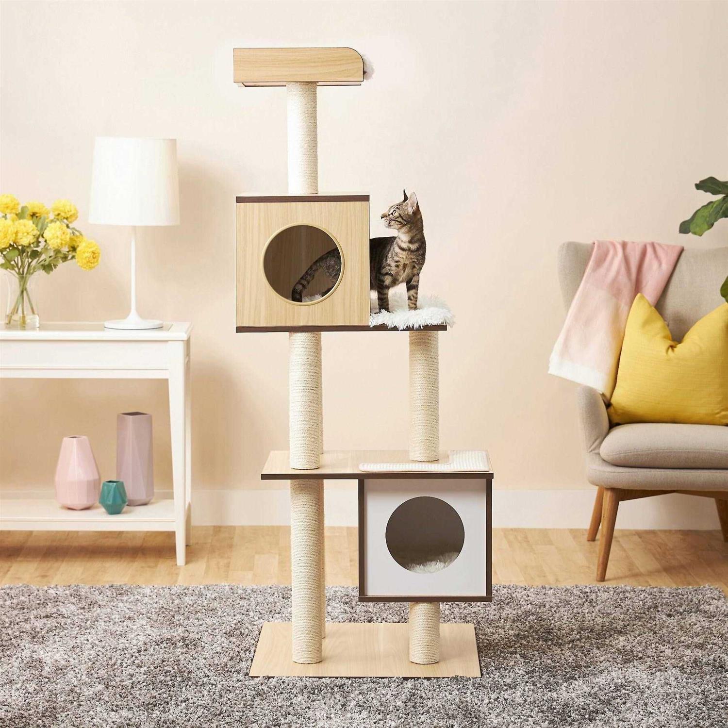 Frisco 62-in Modern Cat Tree Condo - Healthber