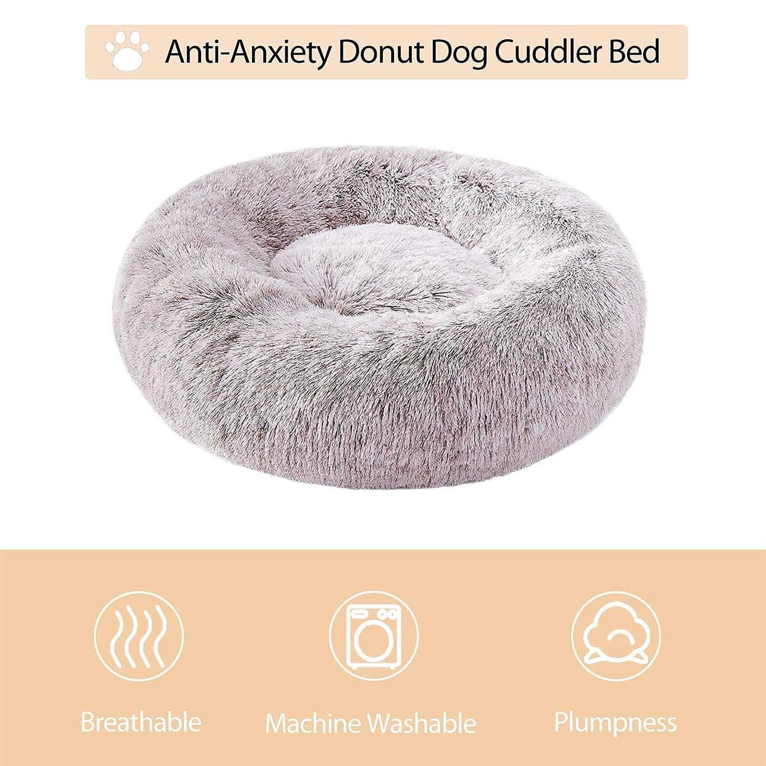 WNPETHOME Calming Dog Bed & cat Bed,Small Dog Bed Donut Faux Fur Anti-Anxiety Dog Bed Dog Pet Bed for Small Dogs - Healthber