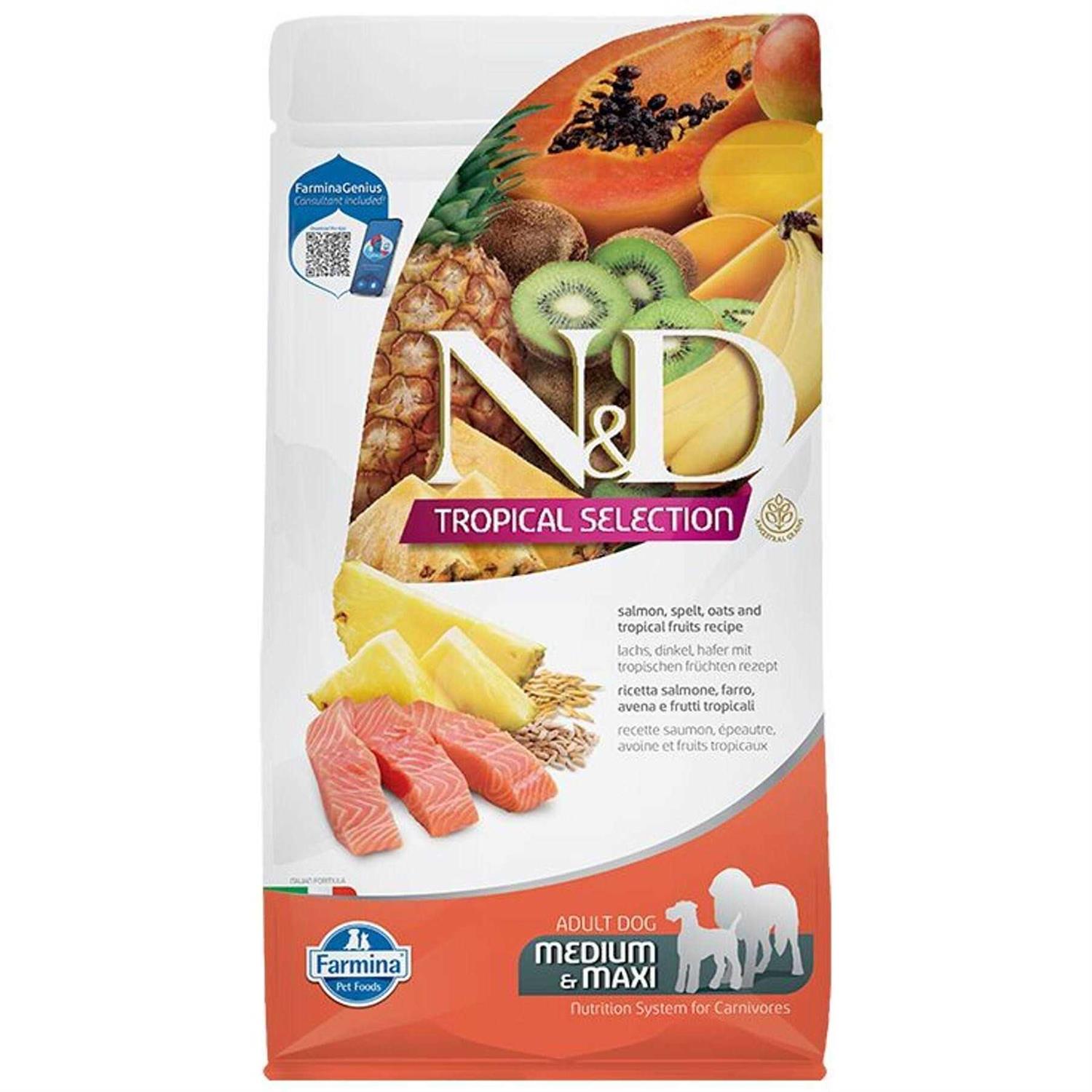 Farmina N&D Spelt, Oats Tropical Selection Salmon Medium / Maxi Adult Dog Food - Healthber