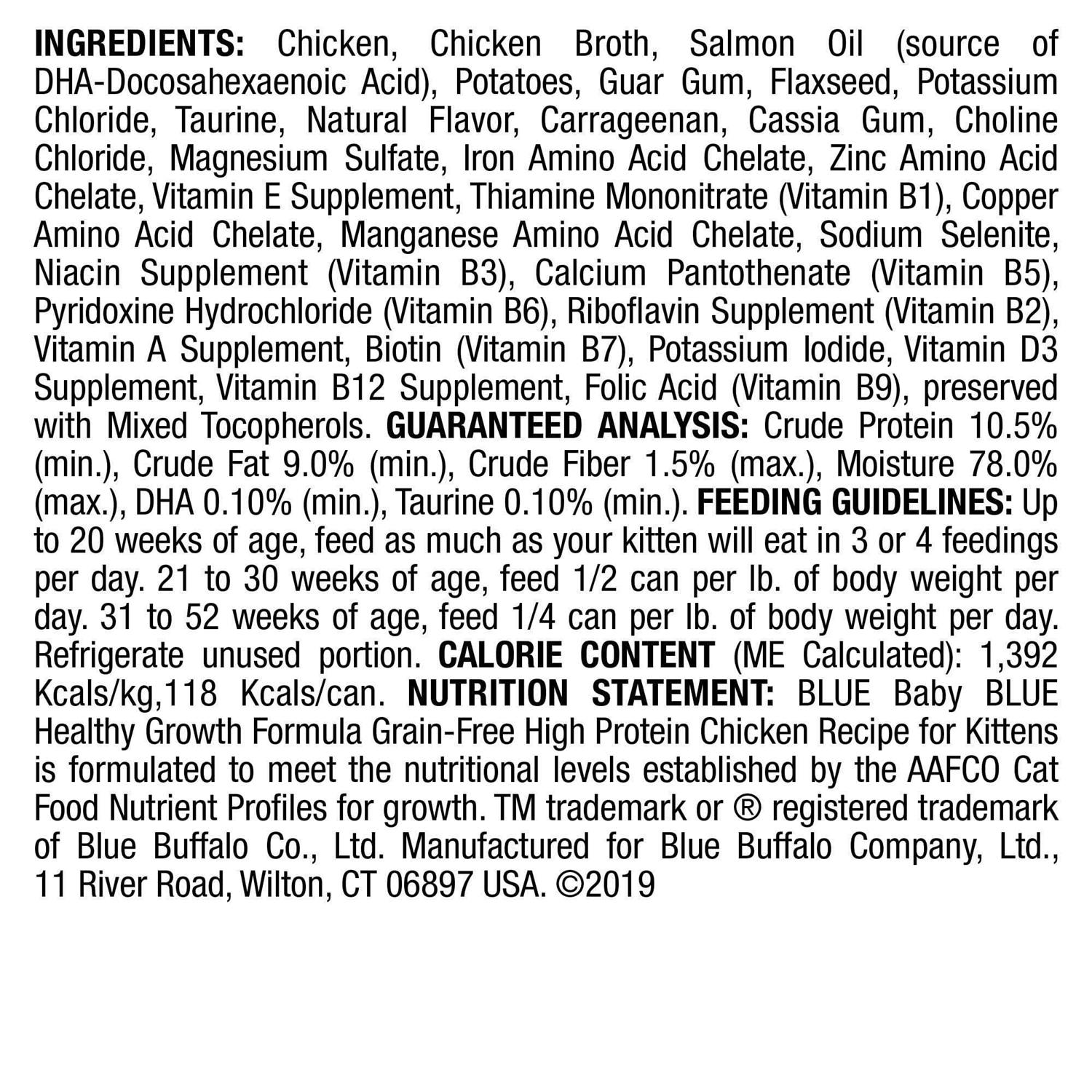 Blue Buffalo Baby Blue Wet Kitten Food Healthy Growth Formula Chicken - Healthber