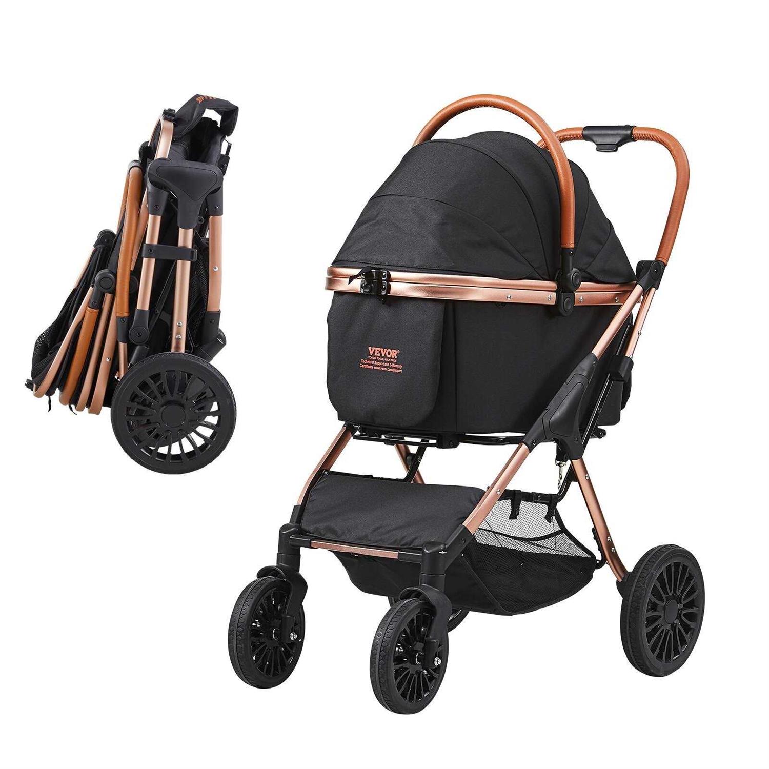 VEVOR Pet Stroller 4 Wheels Dog Stroller Rotate with Brakes - Healthber