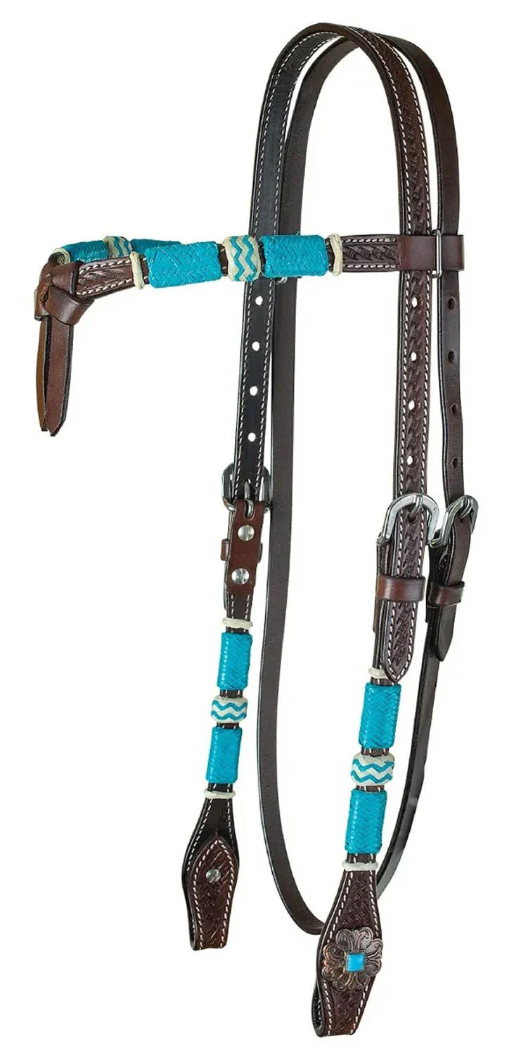 Circle Y Turquoise Round Up Browband Headstall, Full - Healthber