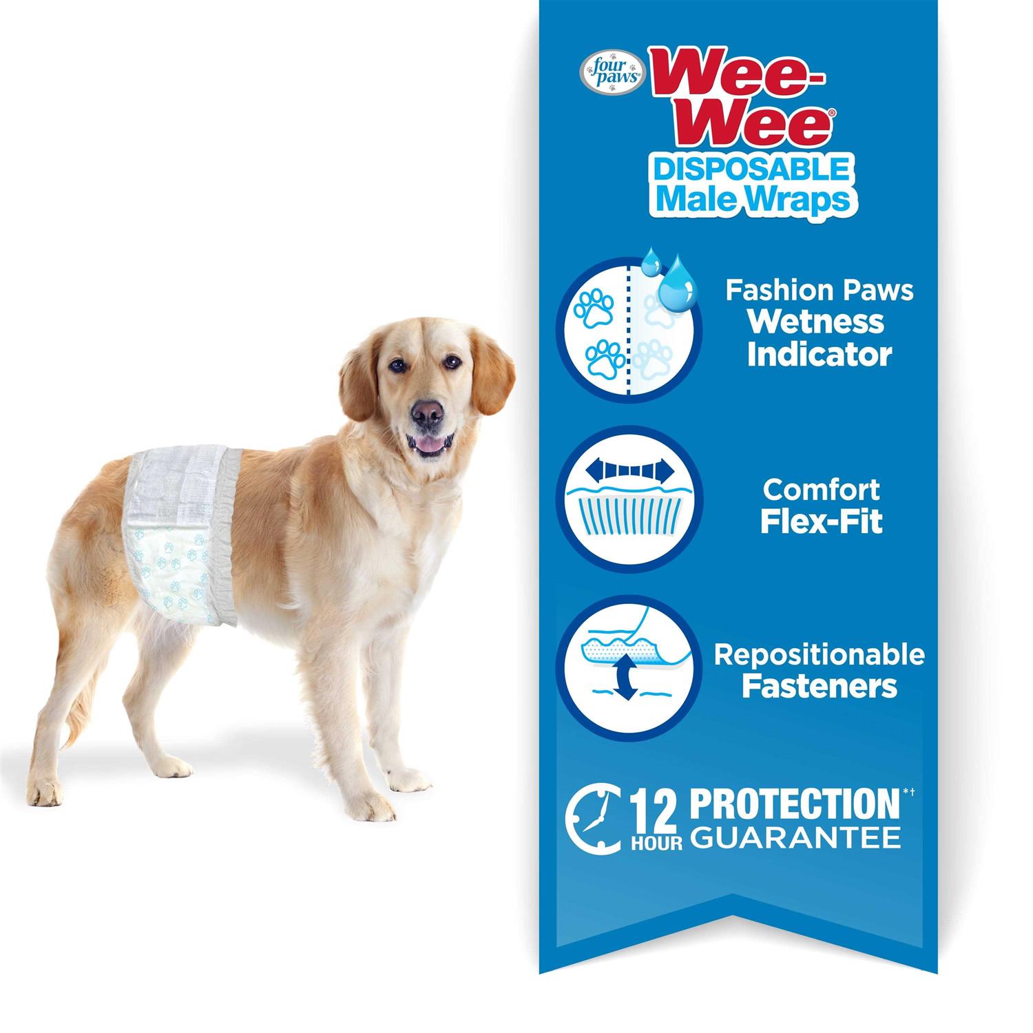 Four Paws Wee Wee Disposable Male Dog Wraps - Healthber