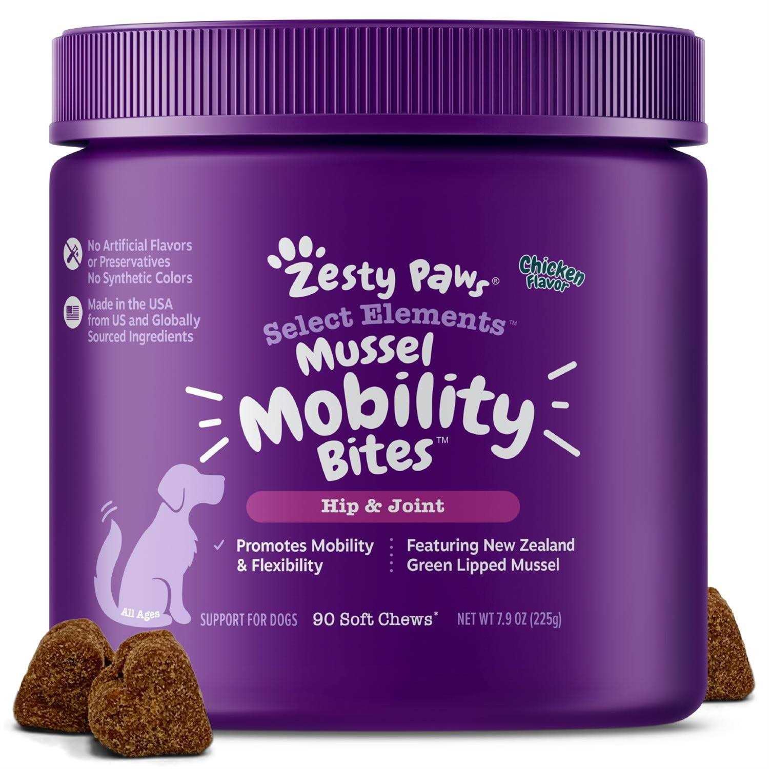Zesty Paws New Zealand Green-Lipped Mussel Bites Hip & Joint Supplement for Dogs - Healthber