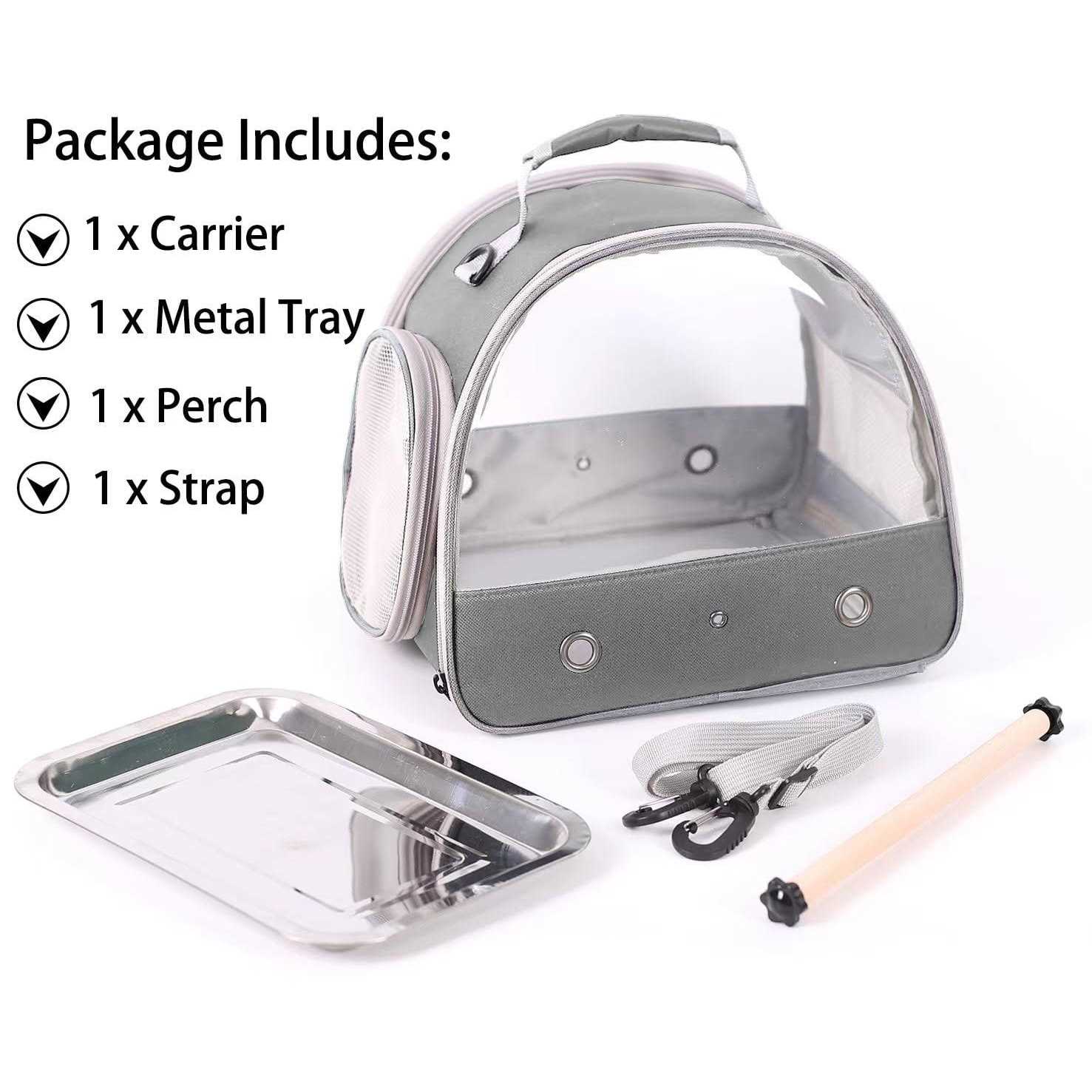Halinfer Small Bird Cage, Portable Small Bird Parrot Parakeet Carrier with Standing Perch and Stainless Steel Tray - Healthber