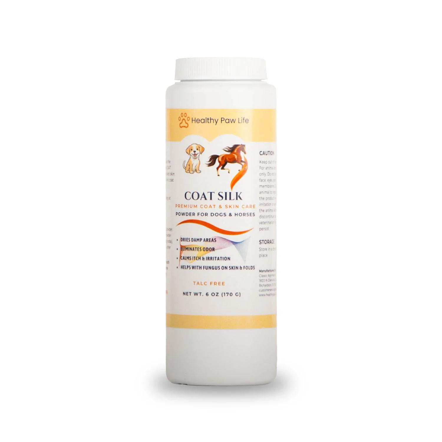 Healthy Paw Life's COAT SILK, Canine And Equine Dry Powder, 6 oz - Healthber