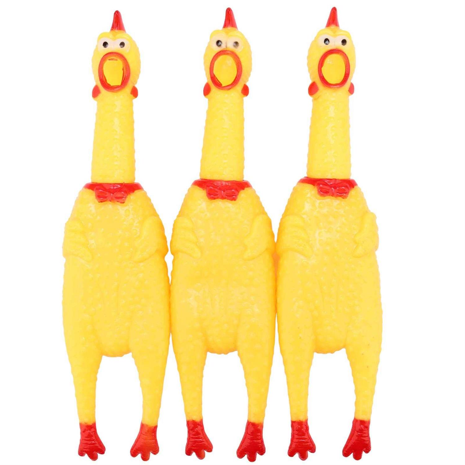 LEGEND SANDY Screaming Chicken,Yellow Rubber Squaking Chicken Toy Novelty and Durable Rubber Chicken for Kids and Dogs,Rubber Chickens Value 3 Pack - Healthber