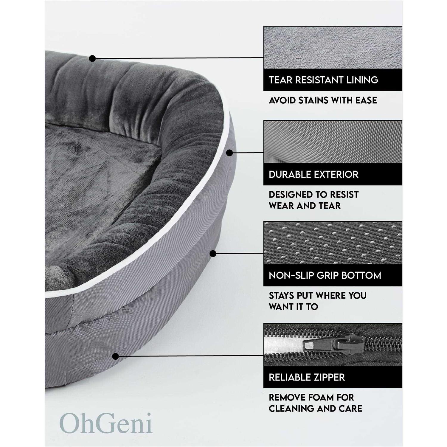Ohgeni Orthopedic Dog Bed for Large Dogs, Oversized Couch Design with Egg Foam Support, Removable, Machine Washable Plush Cover and Non-slip Bottom - Healthber