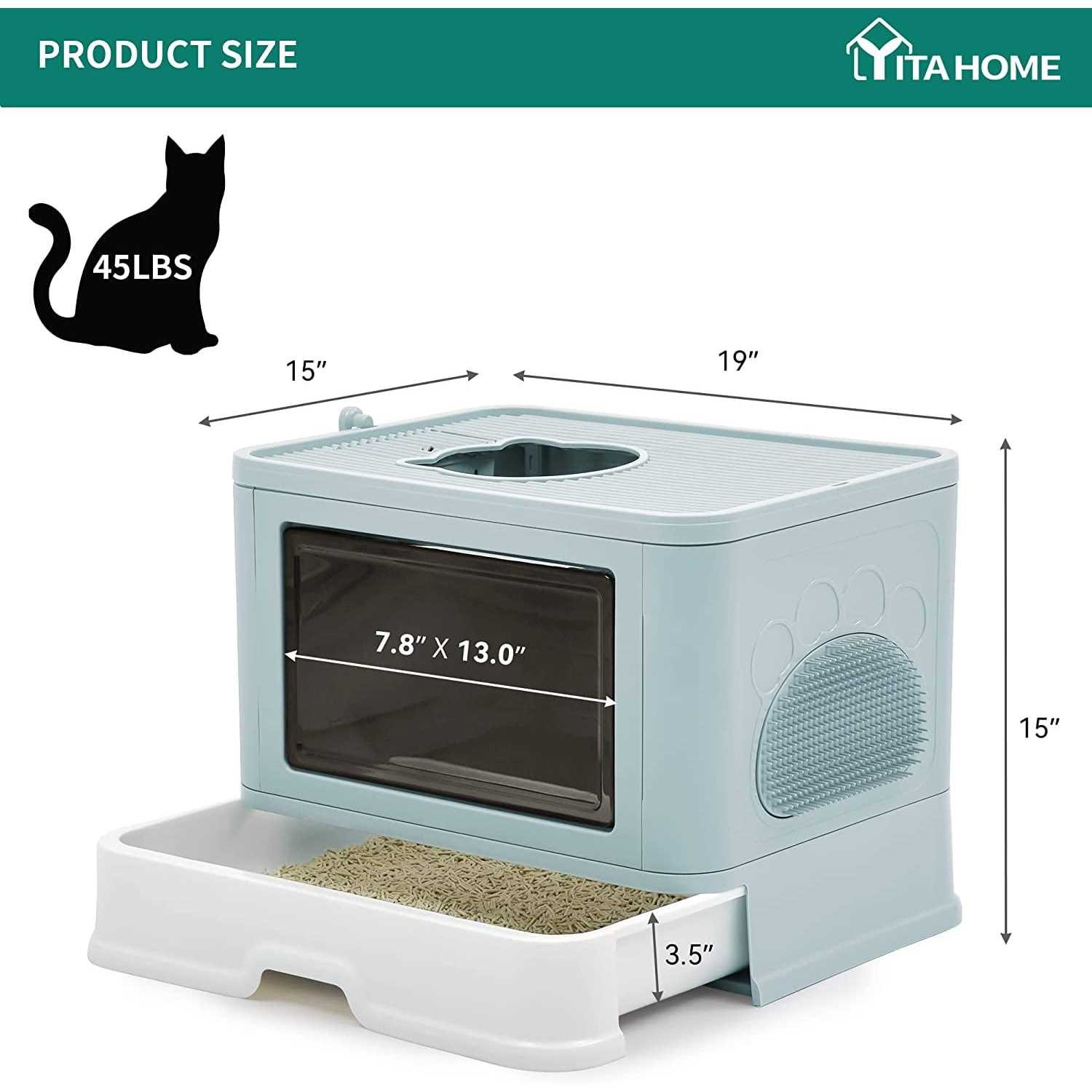 YITAHOME Large Enclosed Cat Litter Box with Lid Cover - Healthber