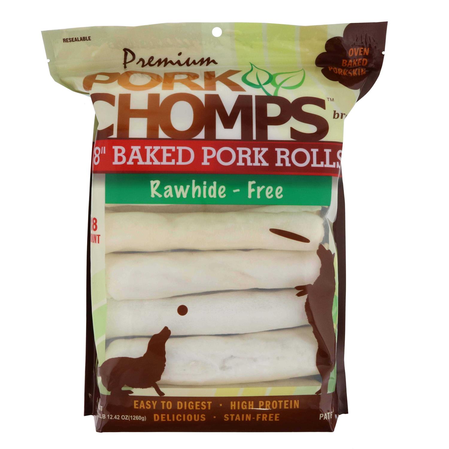 Pork Chomps Baked Pork Rolls Dog Treats - Healthber