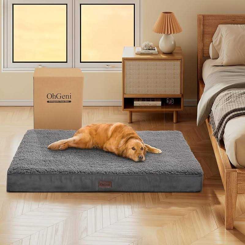 OhGeni Orthopedic Dog Beds for Large Dogs,Dog Bed with Plush Egg Foam Support and Non-Slip Bottom, Waterproof and Machine Washable Removable Pet Bed - Healthber