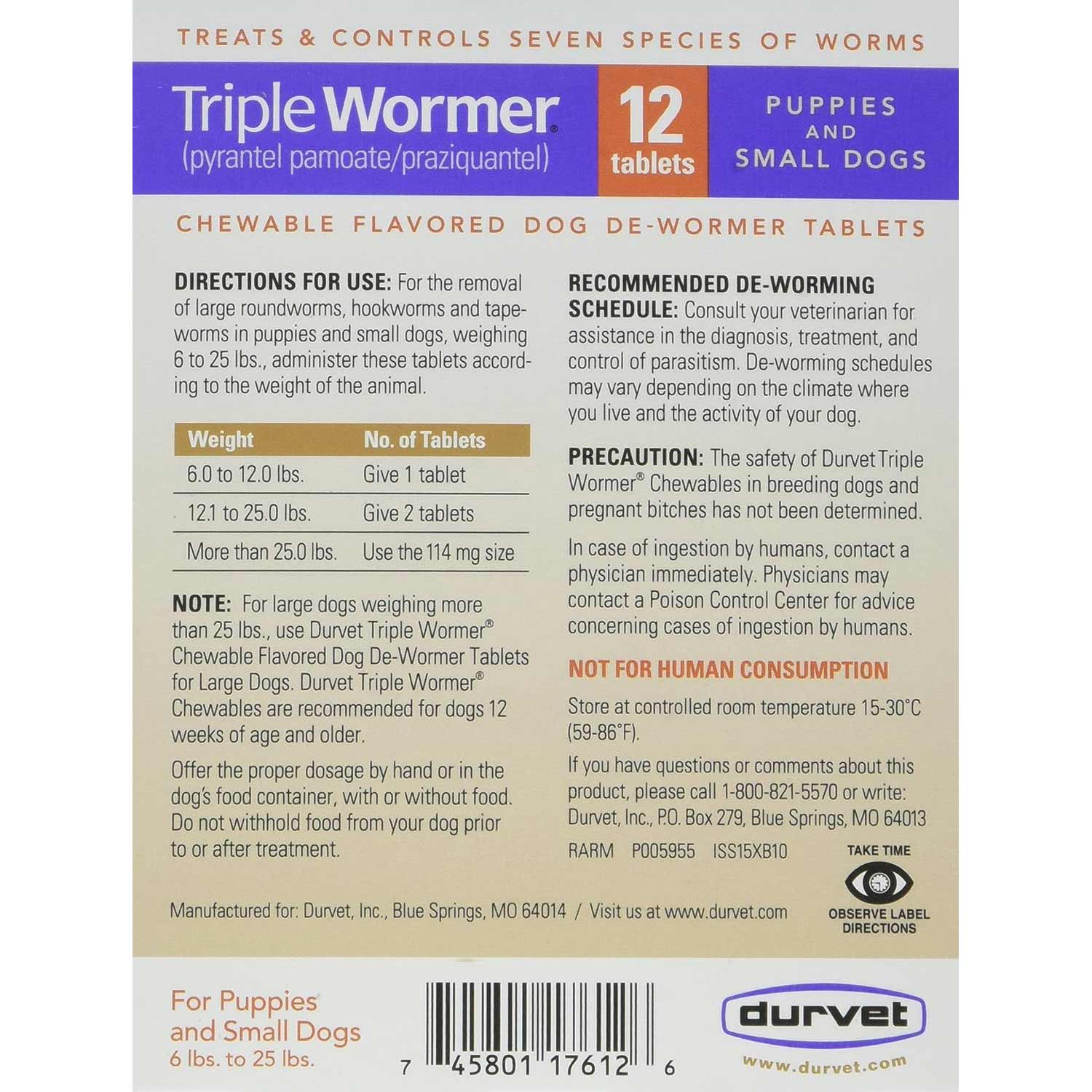 Triple Wormer for Dogs, 12 ct - Healthber