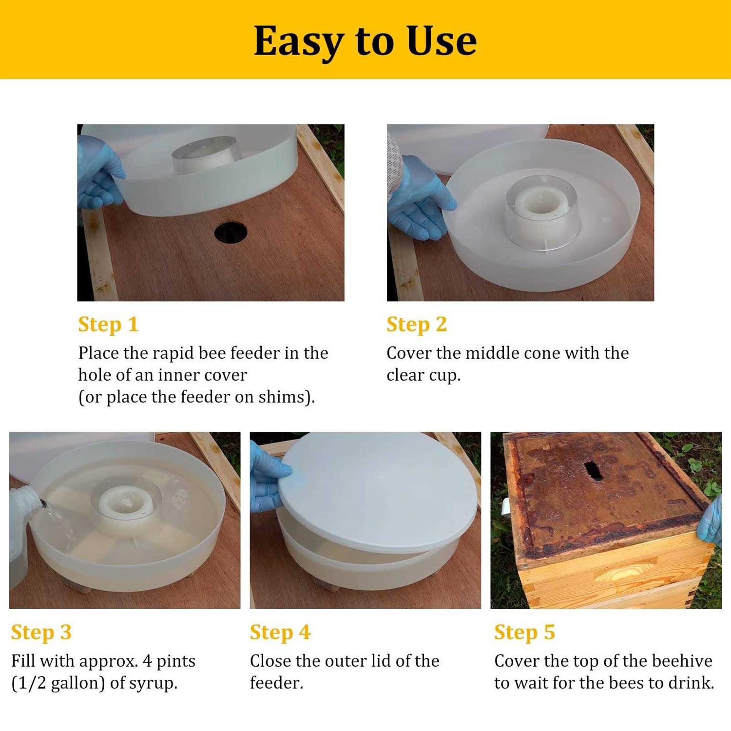 AOIT Rapid Bee Feeder for 8 or 10-Frame Bee Hives 2 Pack Round Hive Top Feeder for Beekeepers Feeding Bees - Healthber