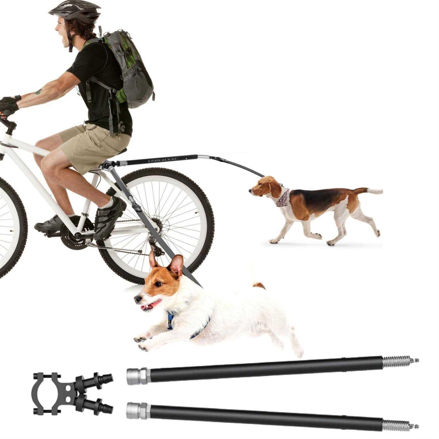 Hemkaukau Rotating Dog Bike Leash for 2 Dogs Flexible Quick Release Bicycle Attachment Hand Free Exerciser Leashes for Safe Cycling Walking Active - Healthber