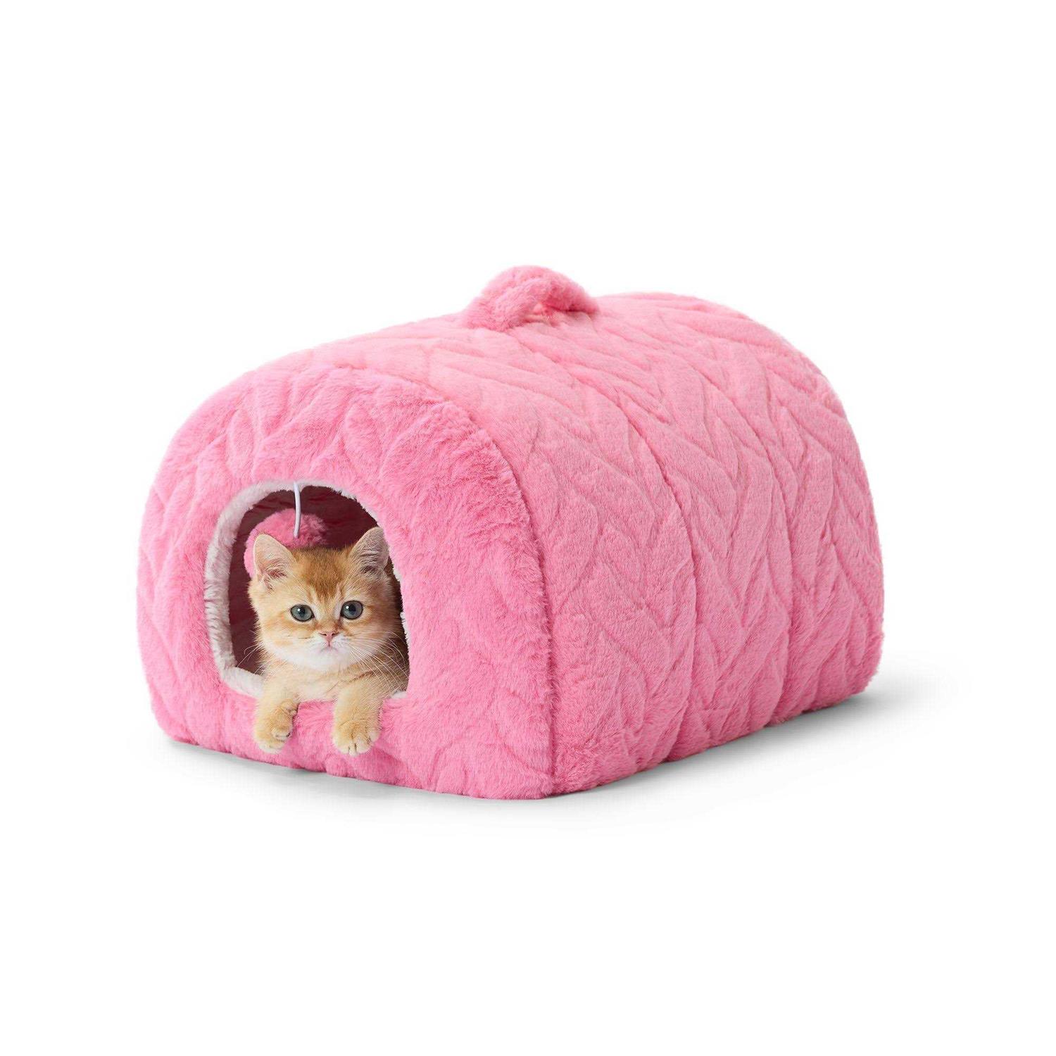 Whisker City Fur Hide Cat Hut Pink - Healthber