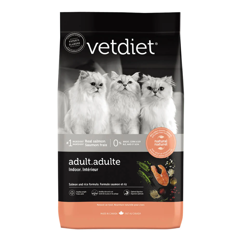 Vetdiet Salmon and Rice Dry Adult Indoor Cat Food, 3.5 lbs - Healthber