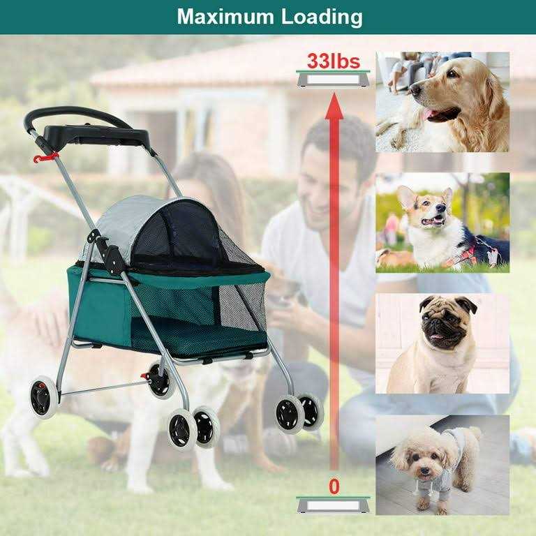 Bestpet Pet Stroller Cat Dog Stroller Travel Folding Carrier,Teal - Healthber