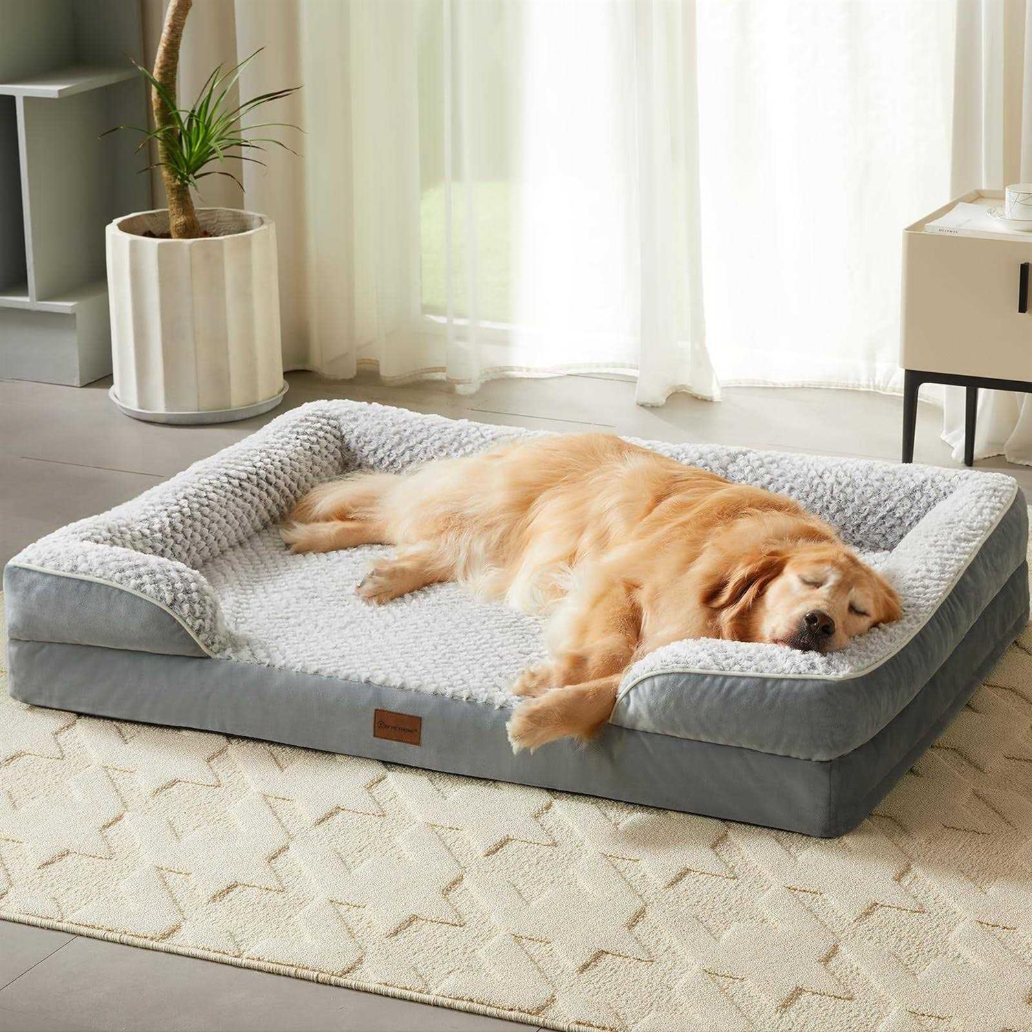 LNSSFFER Orthopedic Dog Beds for Large Dogs,Sofa Dog Bed Large Dogs. Egg Foam Large Dog Bed with Removable Washable Pillow Cover - Healthber