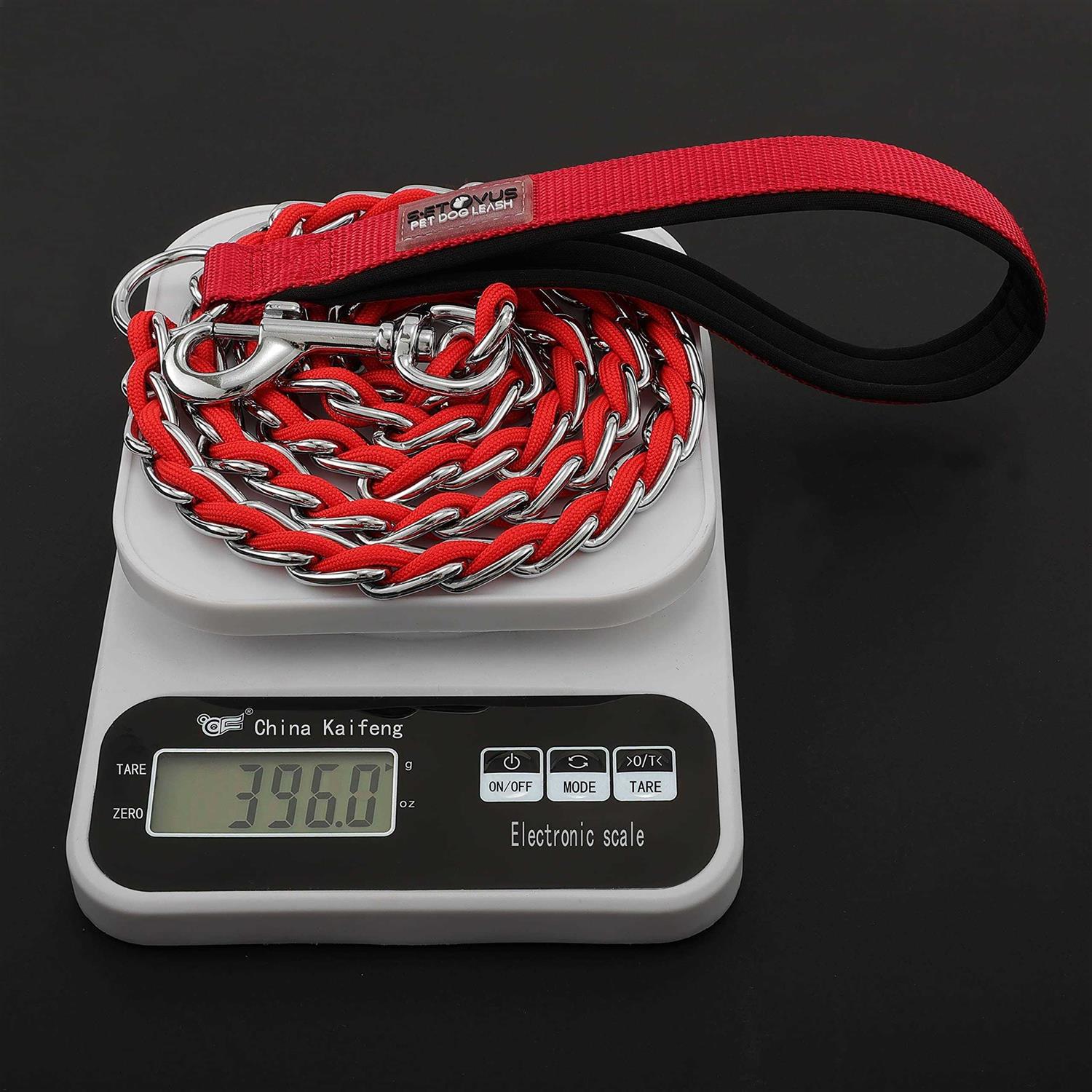 S-ETOVUS Chew Proof Metal Leash Chain Dog Leash for Medium Large Dogs Chain Link Dog Leash Anti Chew Strong Anti Bite Dog Leash Comfortable Soft Padded - Healthber